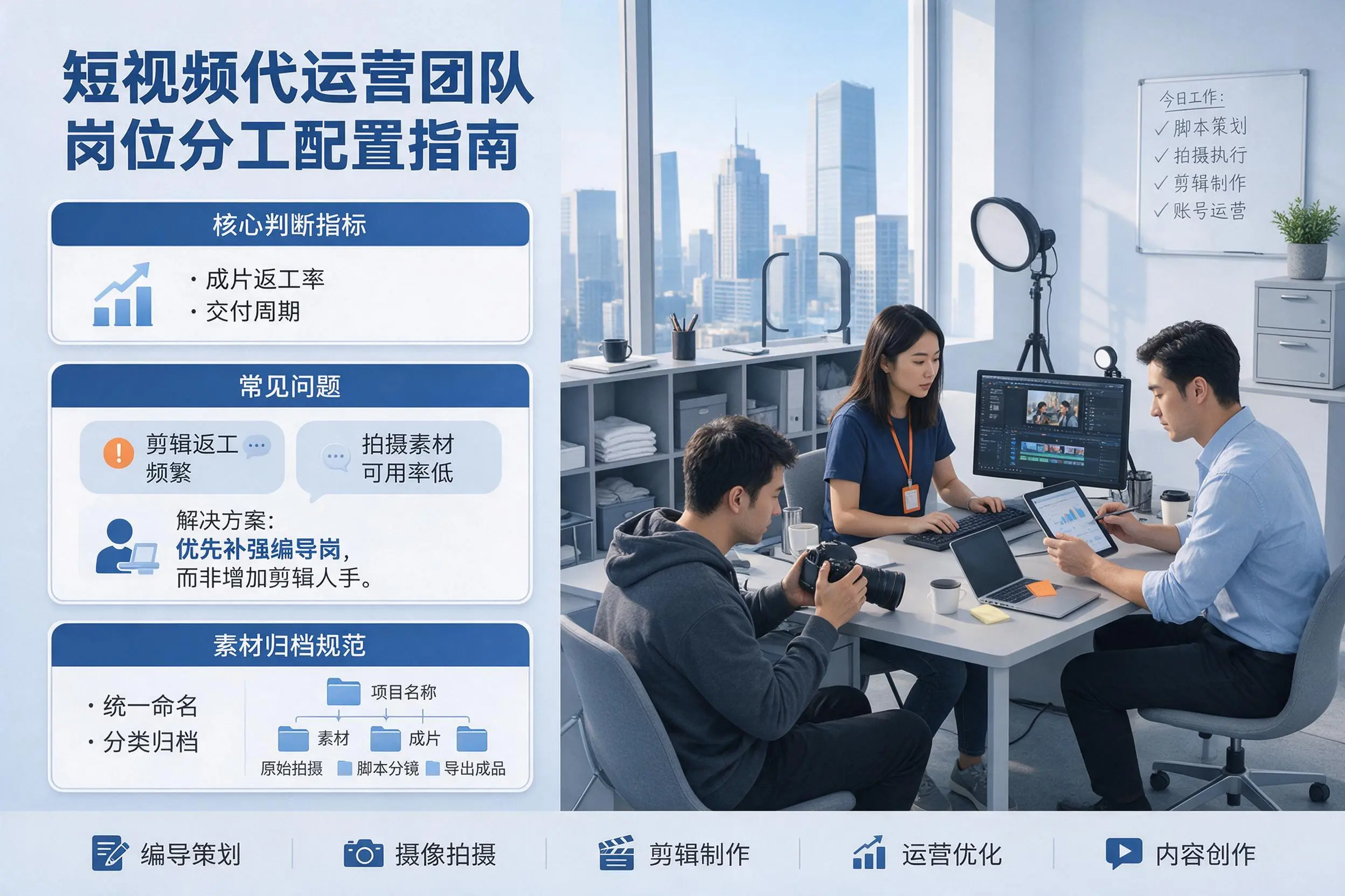 短视频代运营团队如何配置？克拉玛依企业岗位分工科普说明
