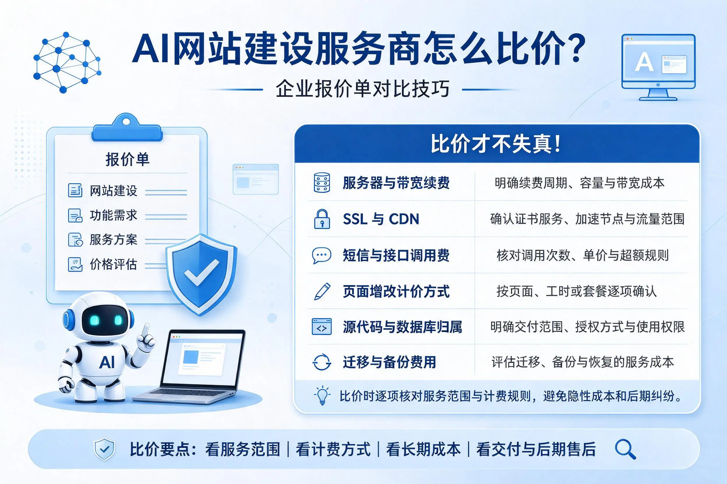 AI网站建设服务商怎么比价？克拉玛依企业报价单对比技巧