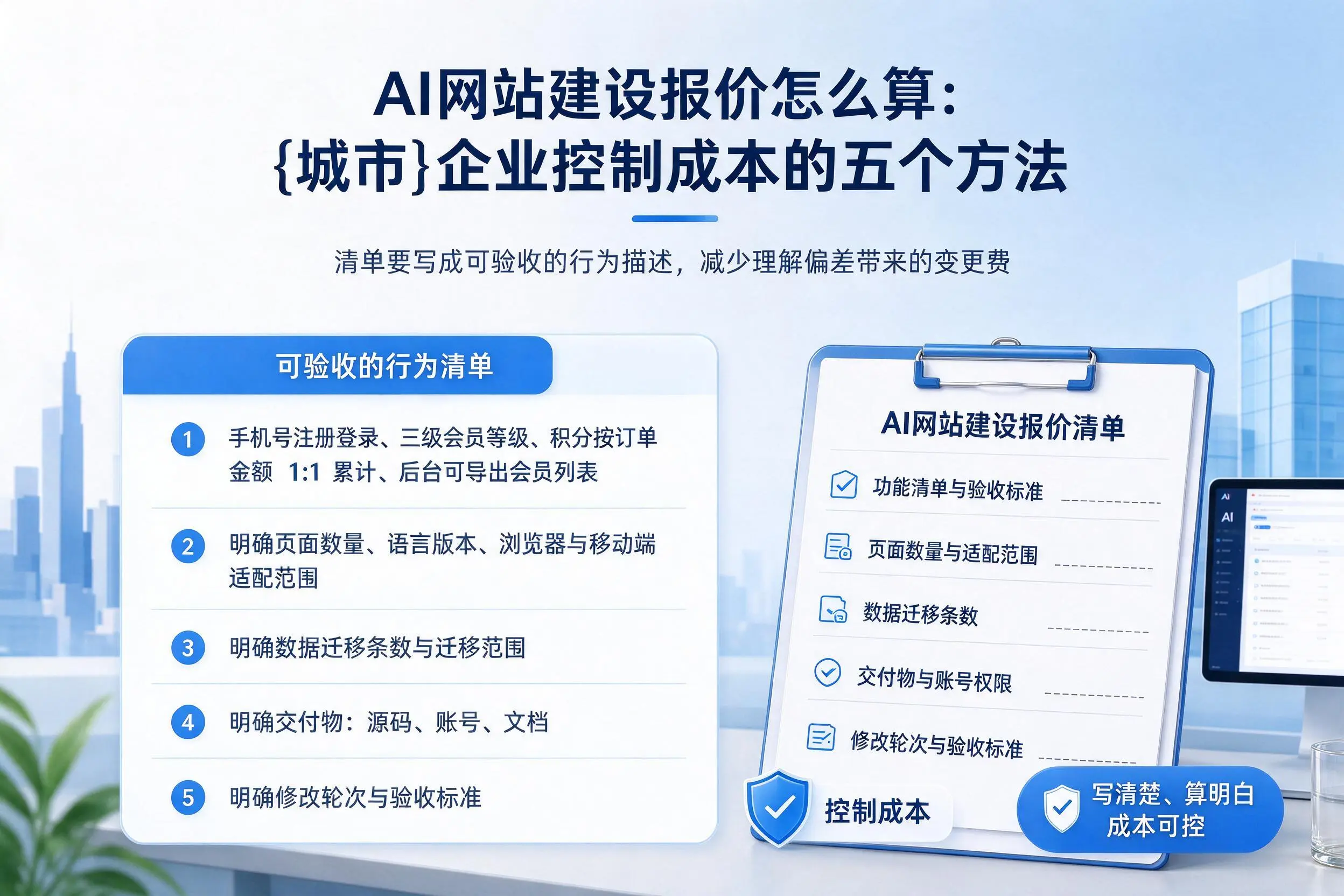 AI网站建设报价怎么算：克拉玛依企业控制成本的五个方法